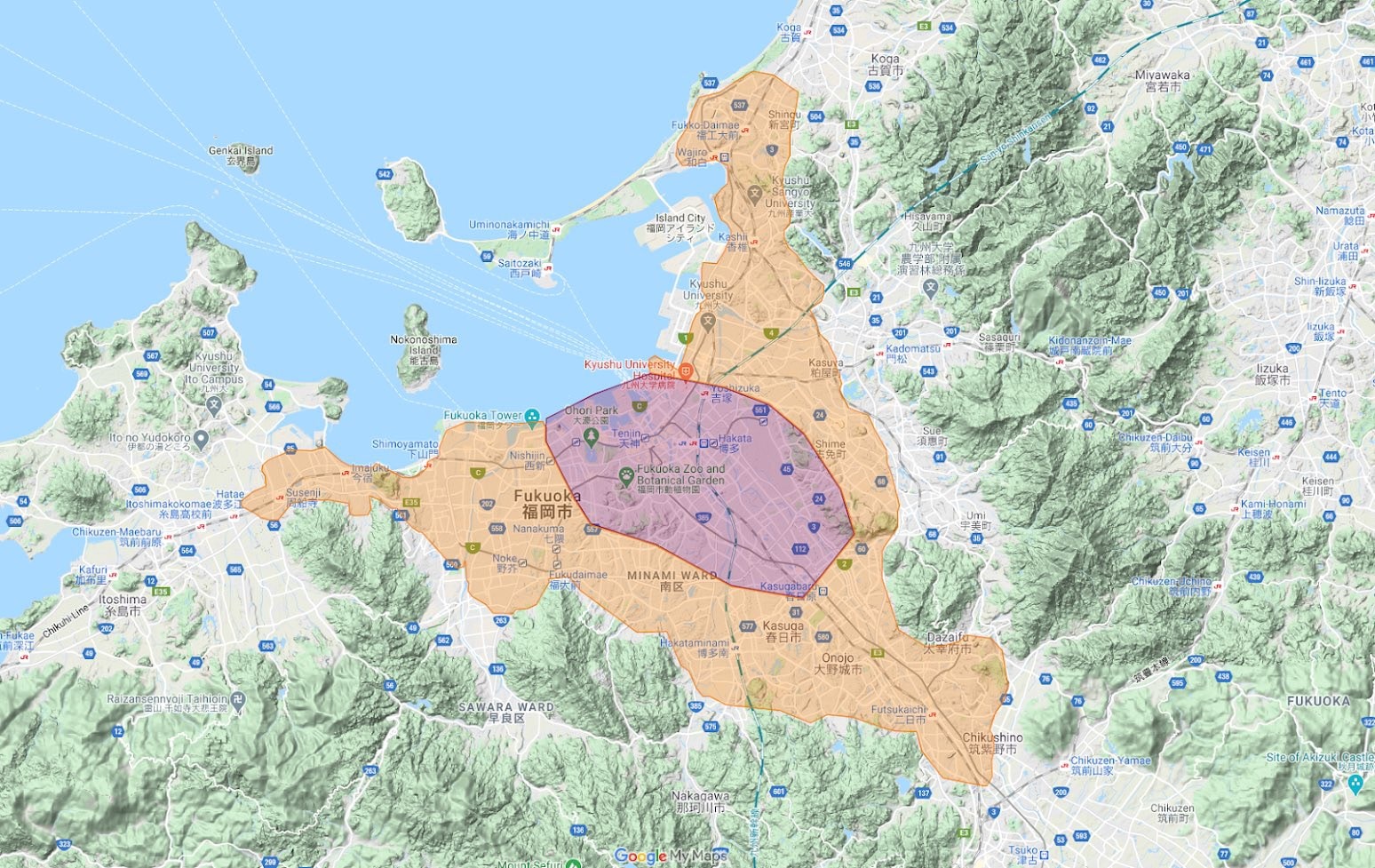 ウーバーイーツ福岡 マップ1