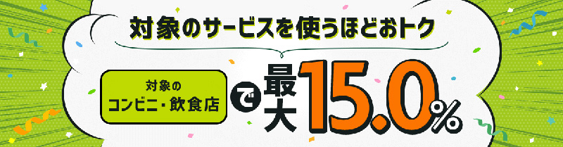 最大15%還元